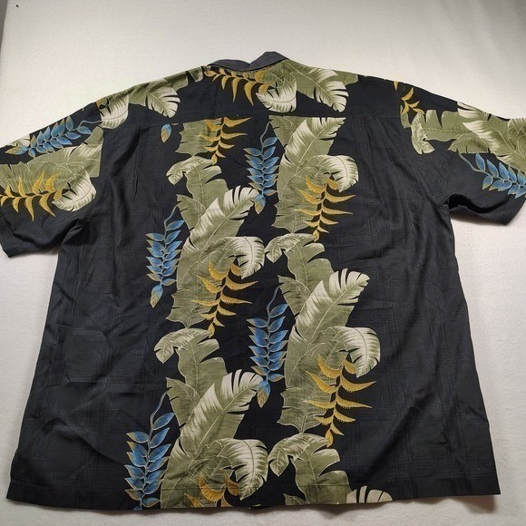 Tommy Bahama 100% Silk Black Floral Hawaiian Shirt Men's Size XXL Short Sleeve - Picture 10 of 11
